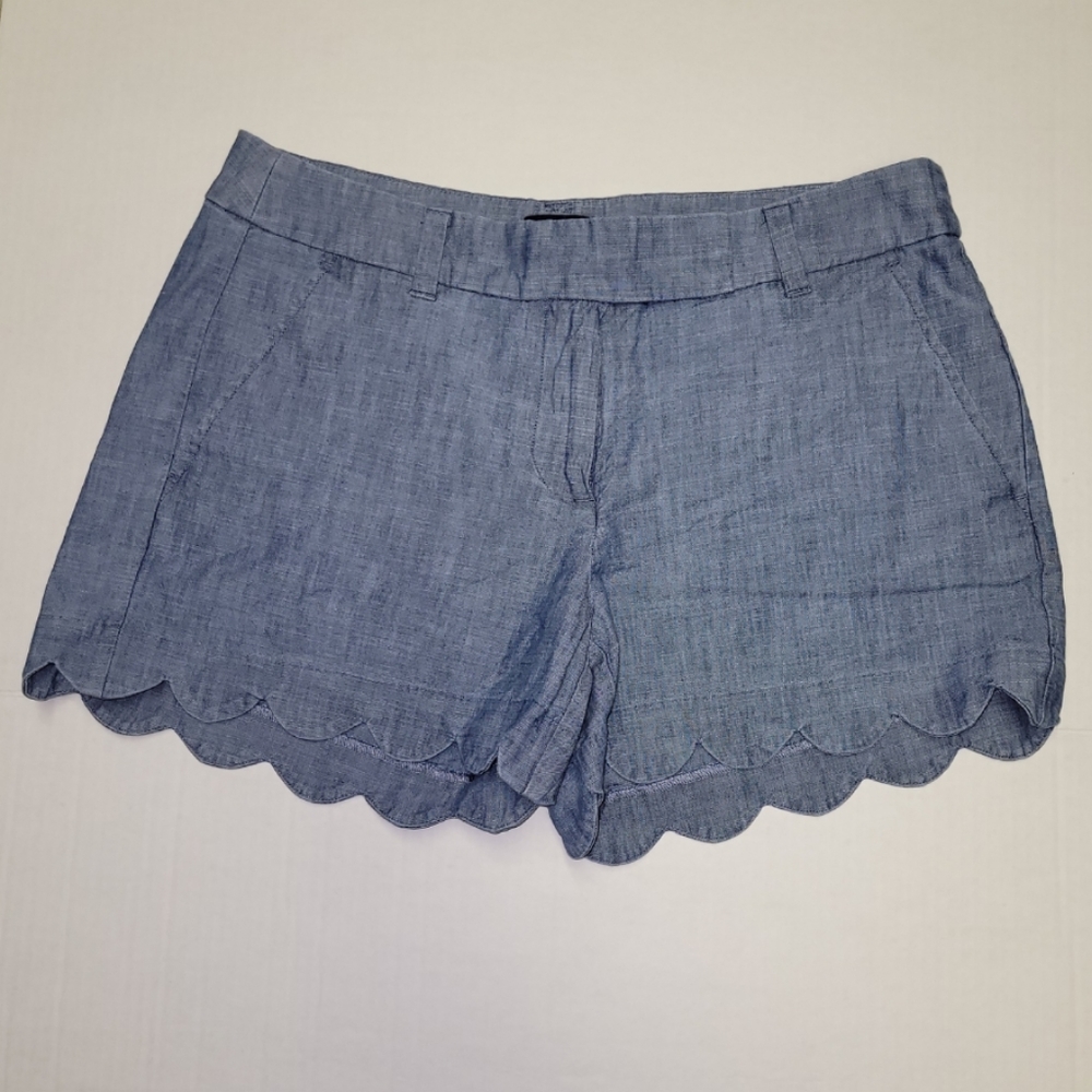 #7008 J Crew Blue Scalloped Shorts